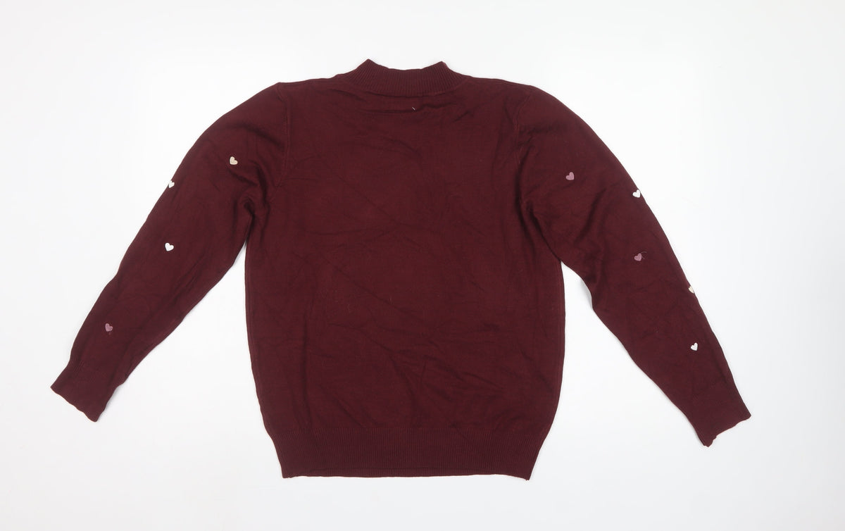 Stella Morgan Women’s Red Heart Embroidered Mock Neck Jumper UK 10