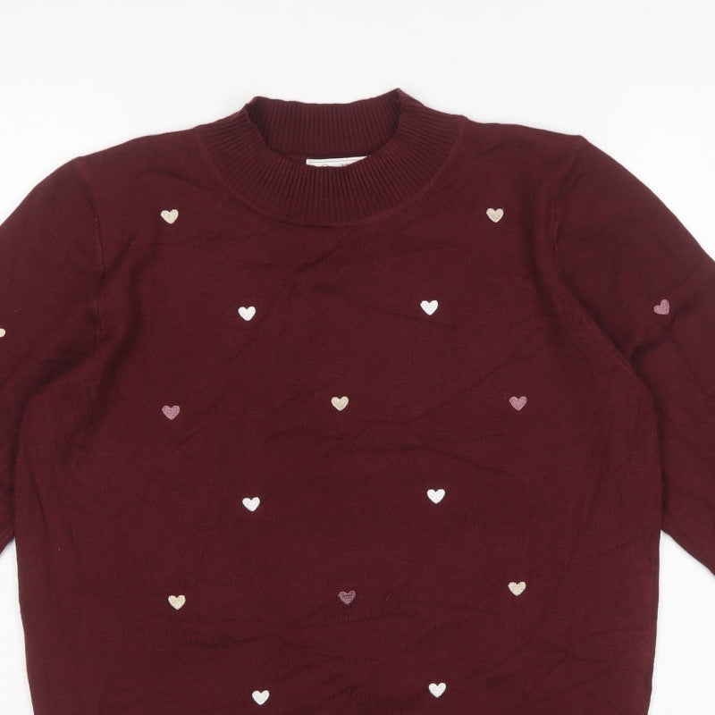 Stella Morgan Women’s Red Heart Embroidered Mock Neck Jumper UK 10