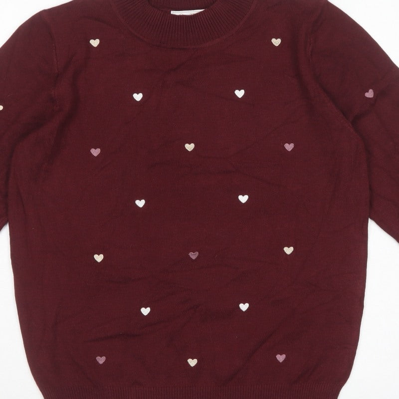 Stella Morgan Women’s Red Heart Embroidered Mock Neck Jumper UK 10