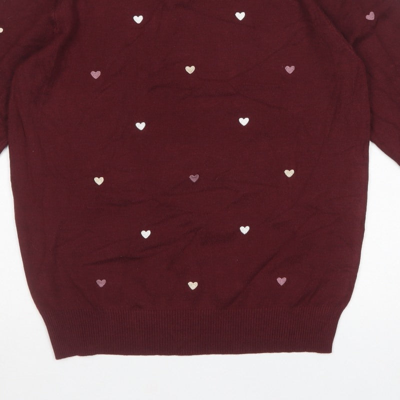Stella Morgan Women’s Red Heart Embroidered Mock Neck Jumper UK 10