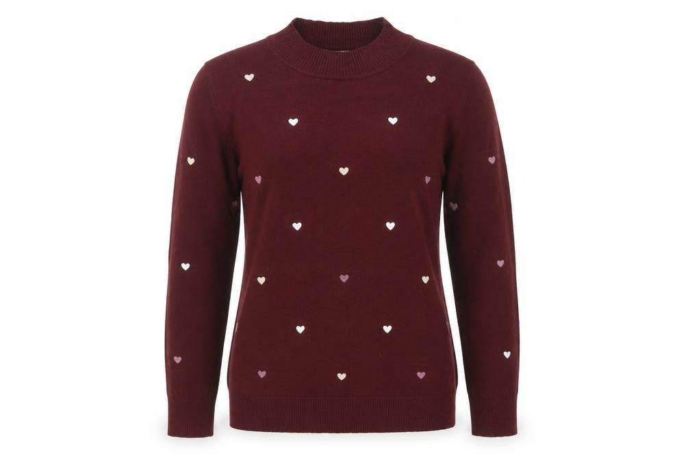 Stella Morgan Women’s Red Heart Embroidered Mock Neck Jumper UK 10