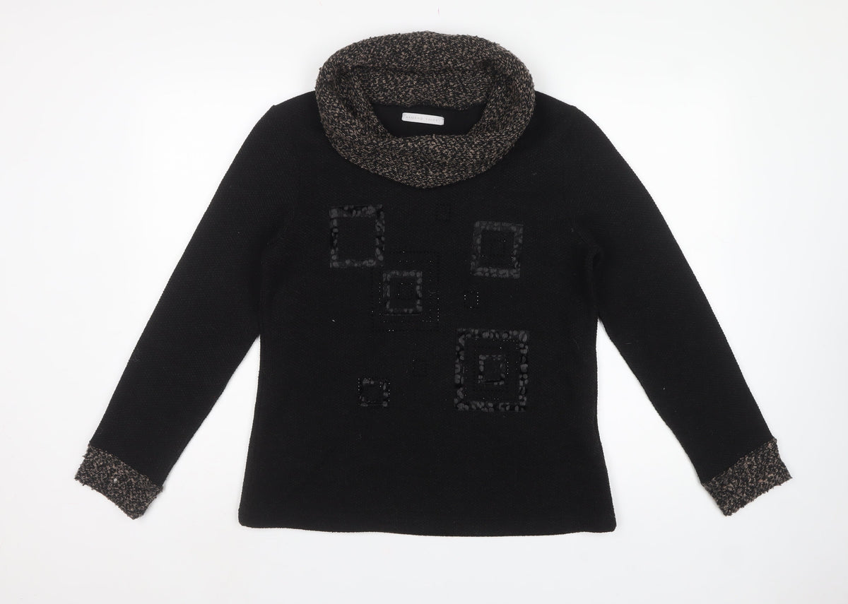 Armand Thiery Women’s Black Size 12 Cowl Neck Geometric Jumper