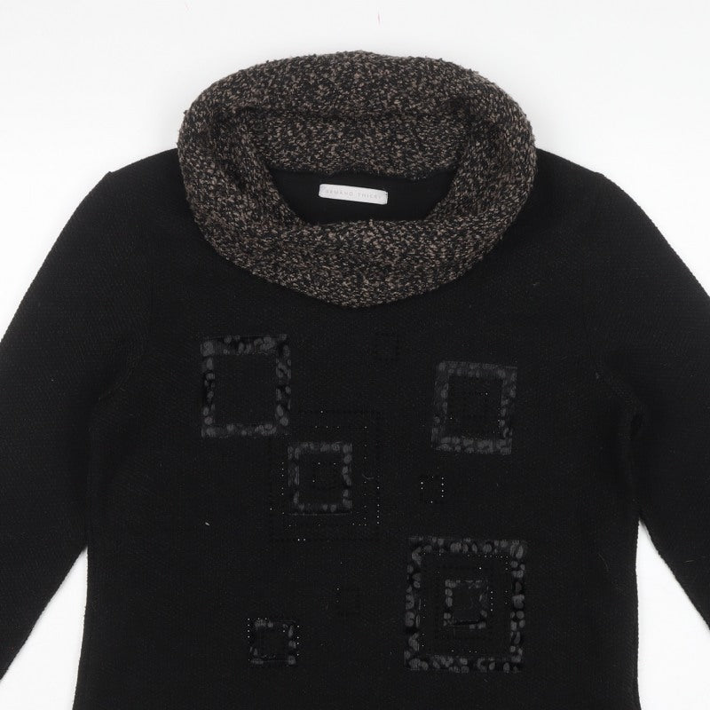 Armand Thiery Women’s Black Size 12 Cowl Neck Geometric Jumper