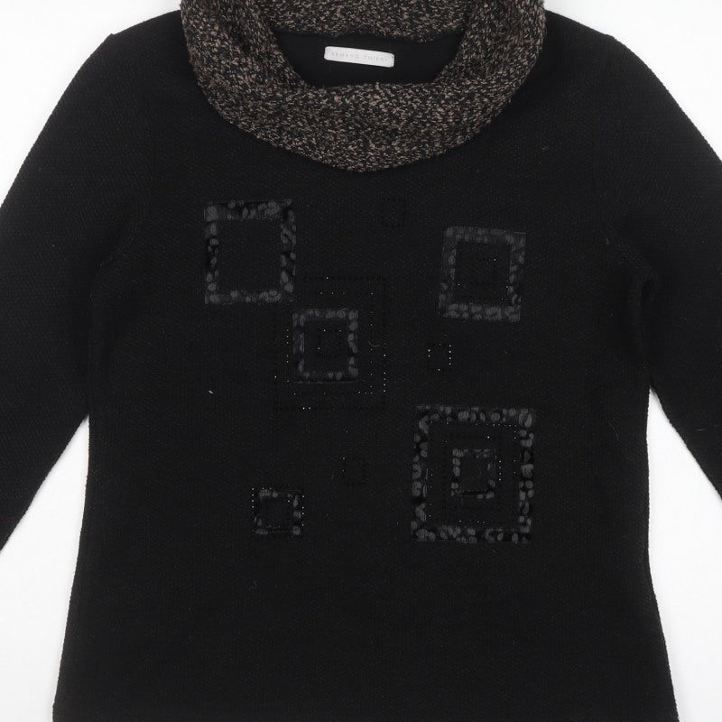 Armand Thiery Women’s Black Size 12 Cowl Neck Geometric Jumper