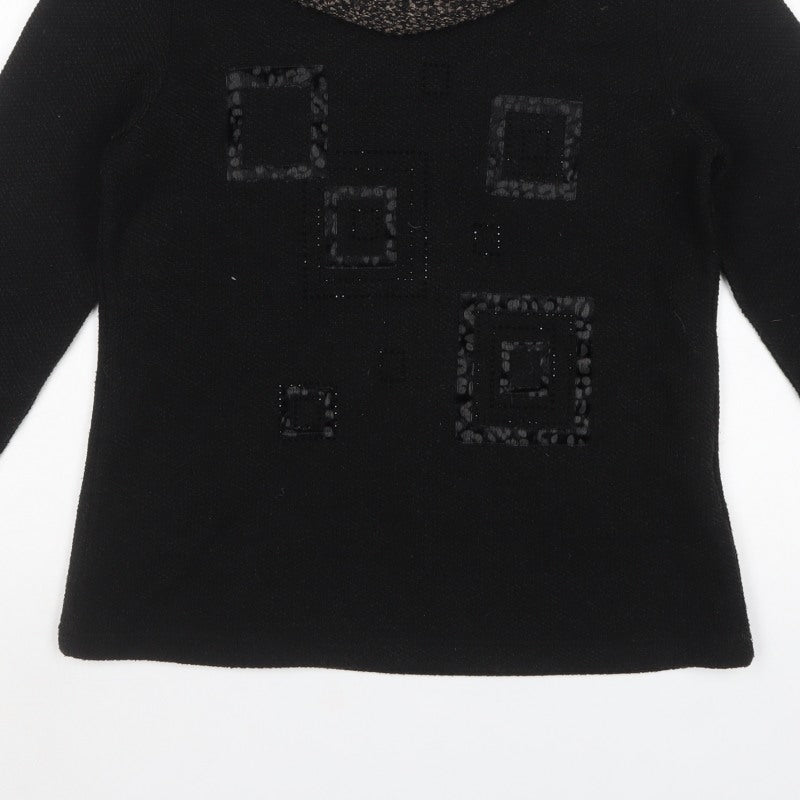 Armand Thiery Women’s Black Size 12 Cowl Neck Geometric Jumper