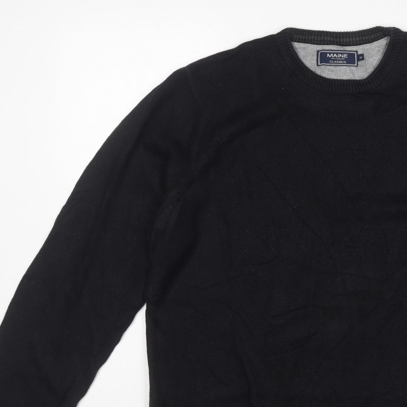 Maine New England Men’s Black M Cotton Crew Neck Pullover Jumper