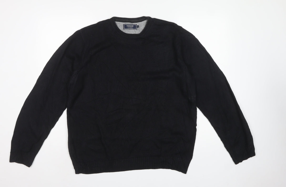 Maine New England Men’s Black M Cotton Crew Neck Pullover Jumper