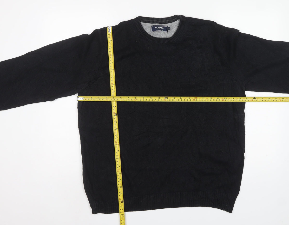 Maine New England Men’s Black M Cotton Crew Neck Pullover Jumper