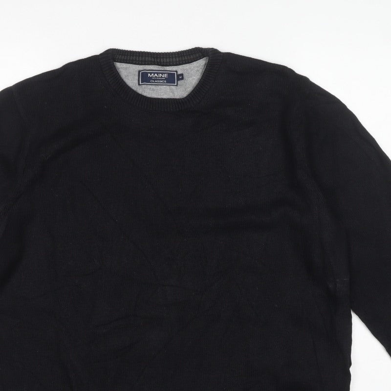 Maine New England Men’s Black M Cotton Crew Neck Pullover Jumper