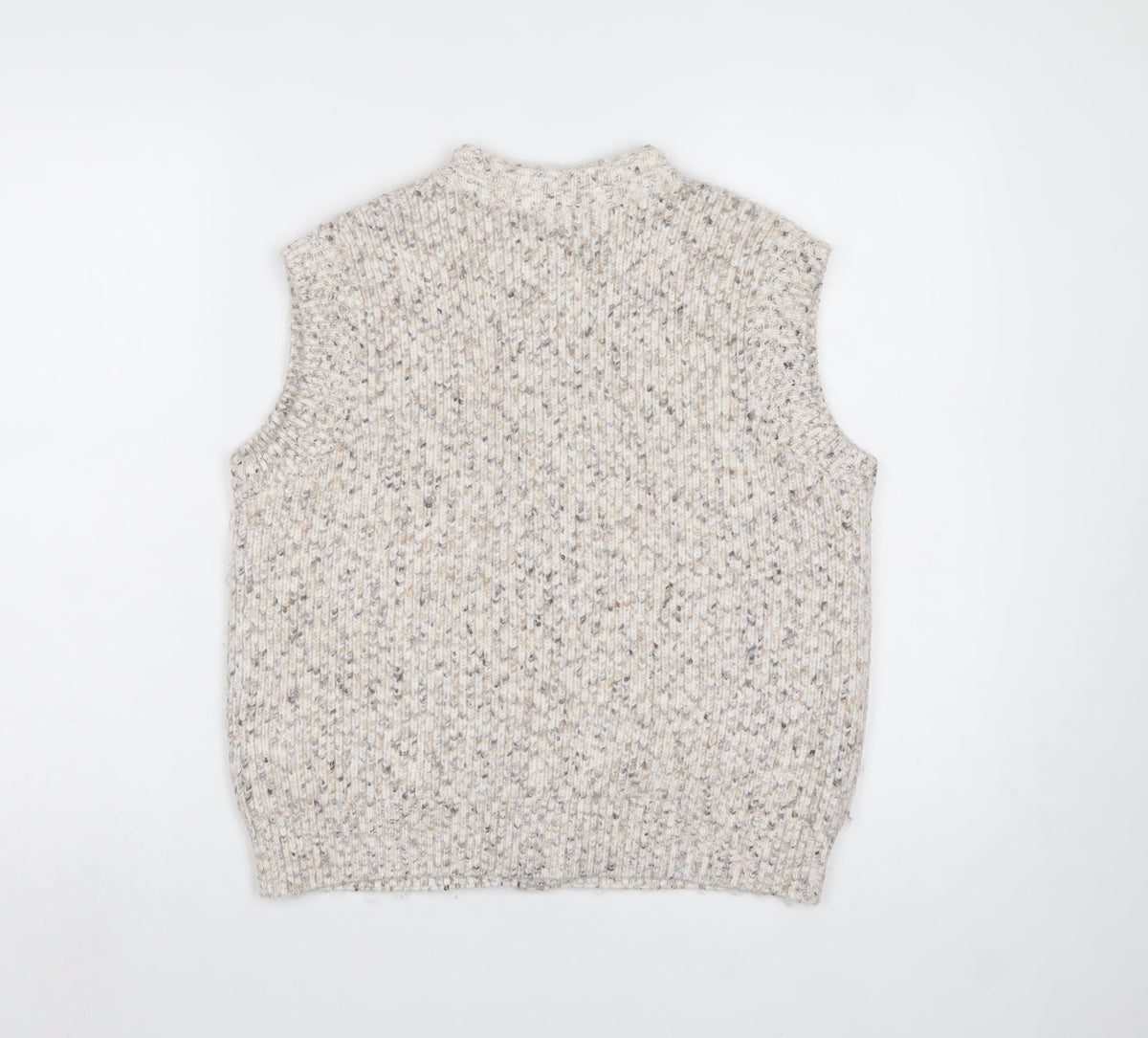 Marks & Spencer Women Ivory S Chunky Knit Button V-Neck Vest Cardigan