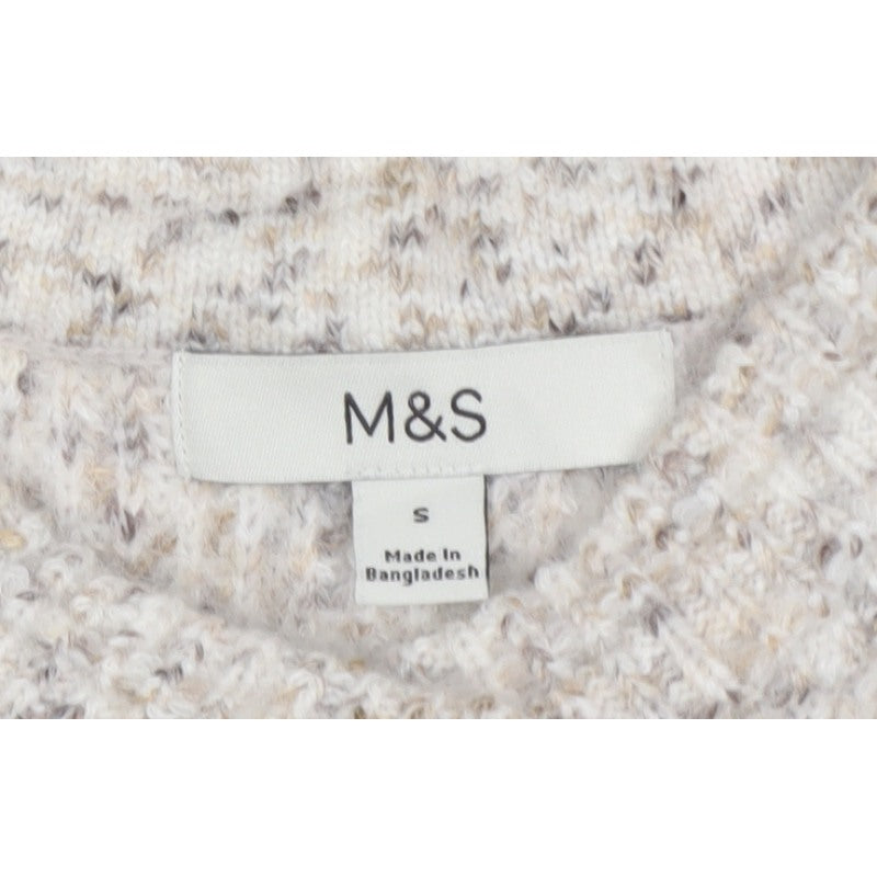 Marks & Spencer Women Ivory S Chunky Knit Button V-Neck Vest Cardigan