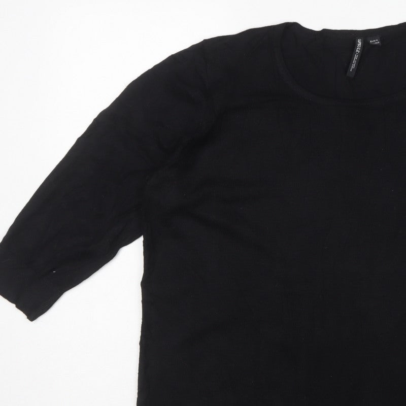 Capsule Women Black UK 18 Round Neck Balloon Sleeve Knit Jumper