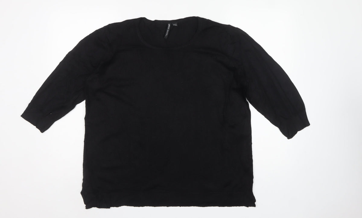 Capsule Women Black UK 18 Round Neck Balloon Sleeve Knit Jumper