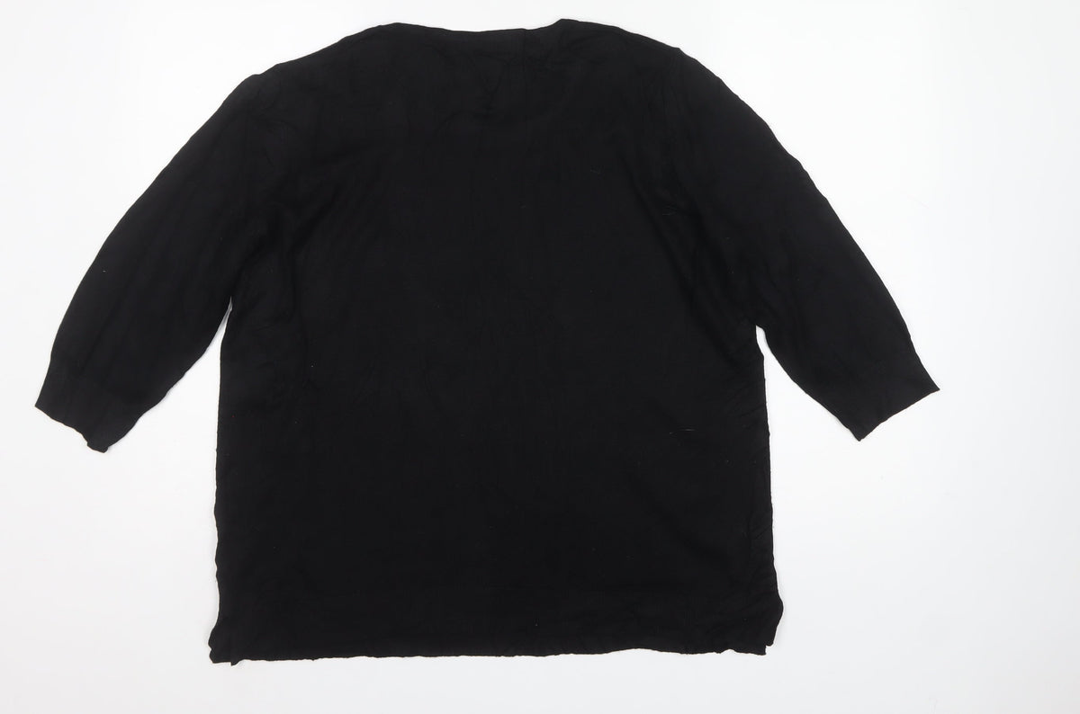 Capsule Women Black UK 18 Round Neck Balloon Sleeve Knit Jumper