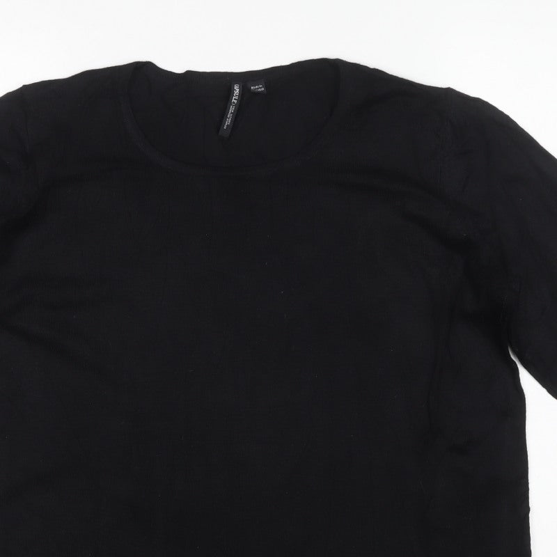 Capsule Women Black UK 18 Round Neck Balloon Sleeve Knit Jumper