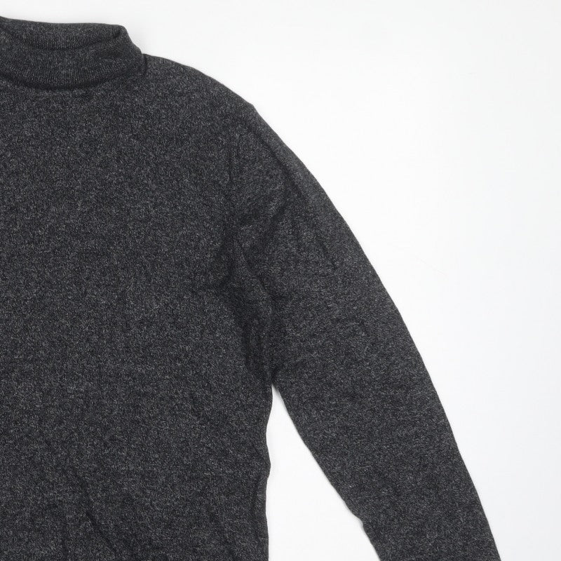 Next Men’s Grey M Roll Neck Cotton Blend Knit Pullover Jumper