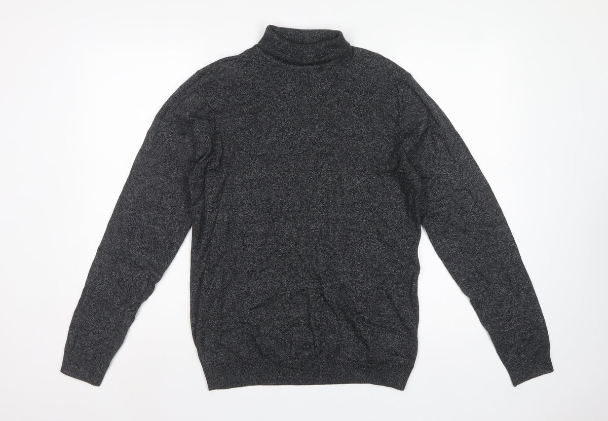 Next Men’s Grey M Roll Neck Cotton Blend Knit Pullover Jumper