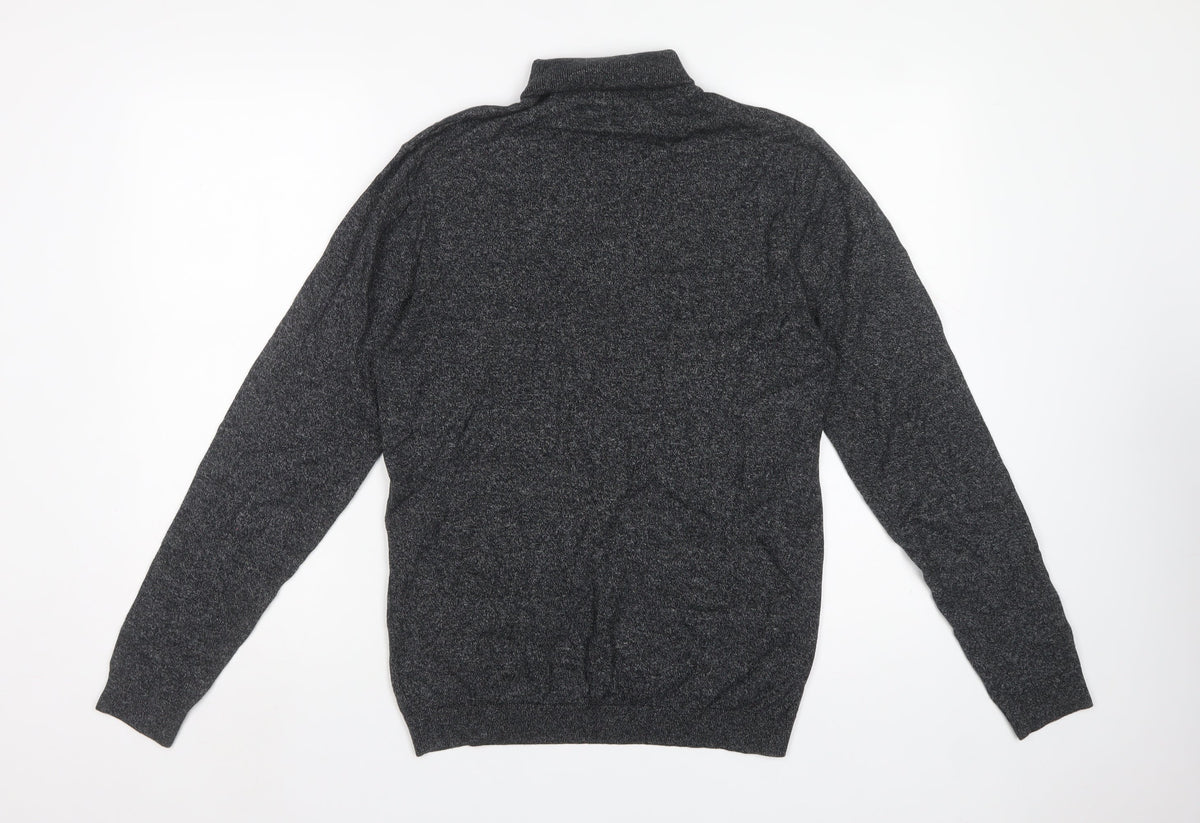 Next Men’s Grey M Roll Neck Cotton Blend Knit Pullover Jumper