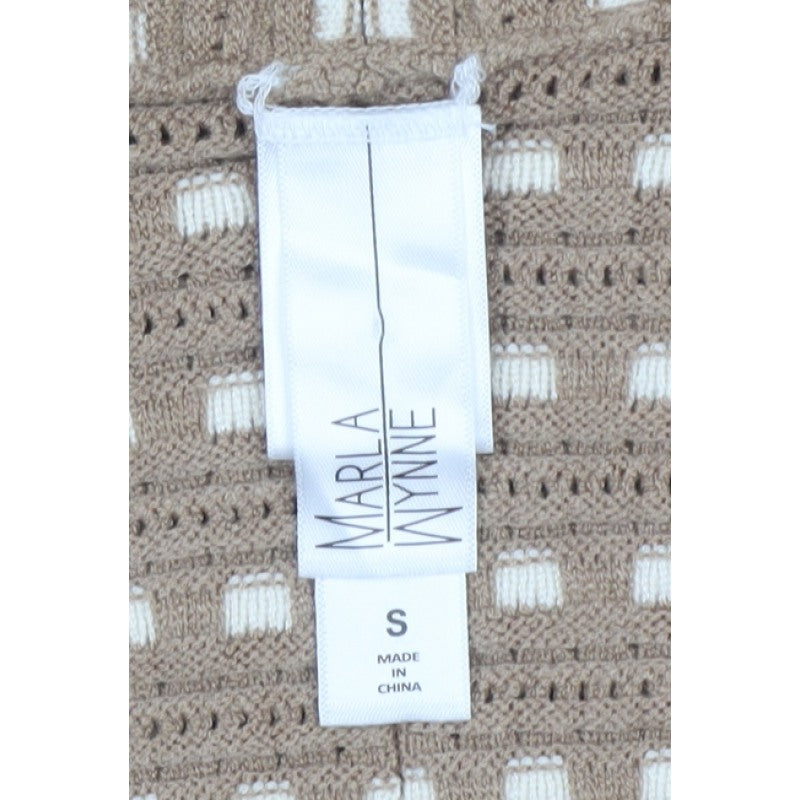 Marla Wynne Women Beige S Open Knit Short Sleeve Cardigan