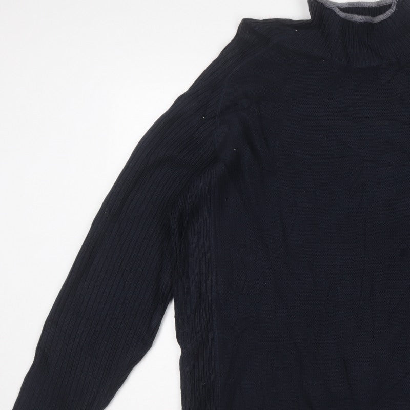 Next Men’s Blue 2XL High Neck Pullover Cotton Knit Jumper