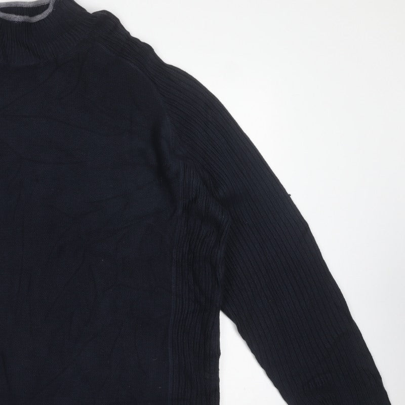 Next Men’s Blue 2XL High Neck Pullover Cotton Knit Jumper