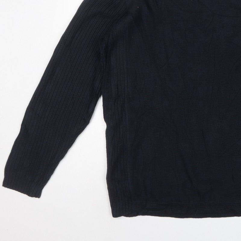 Next Men’s Blue 2XL High Neck Pullover Cotton Knit Jumper