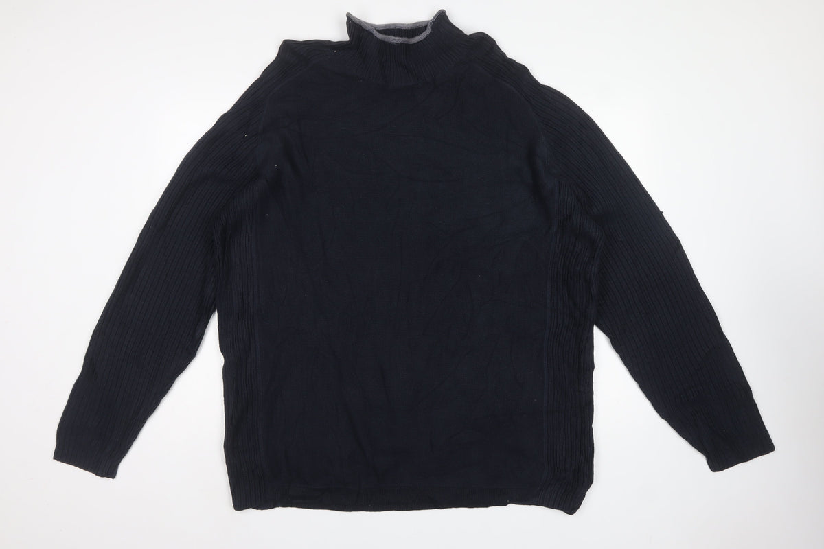 Next Men’s Blue 2XL High Neck Pullover Cotton Knit Jumper