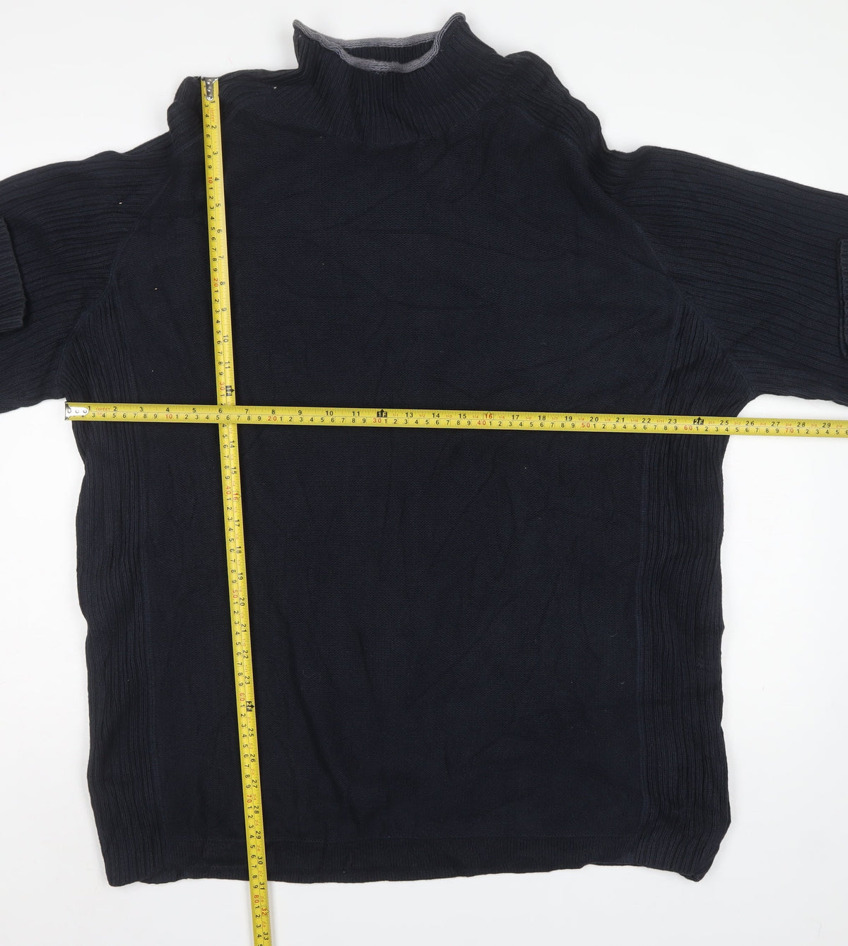 Next Men’s Blue 2XL High Neck Pullover Cotton Knit Jumper