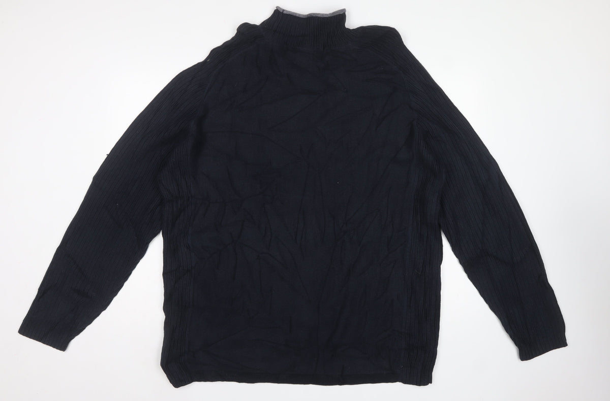 Next Men’s Blue 2XL High Neck Pullover Cotton Knit Jumper