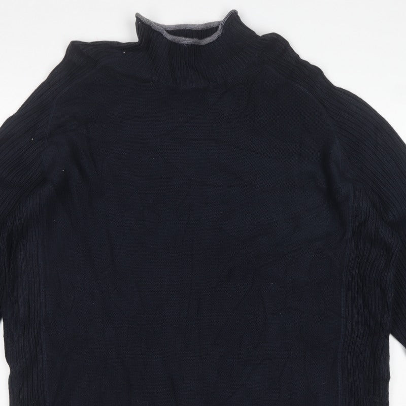 Next Men’s Blue 2XL High Neck Pullover Cotton Knit Jumper