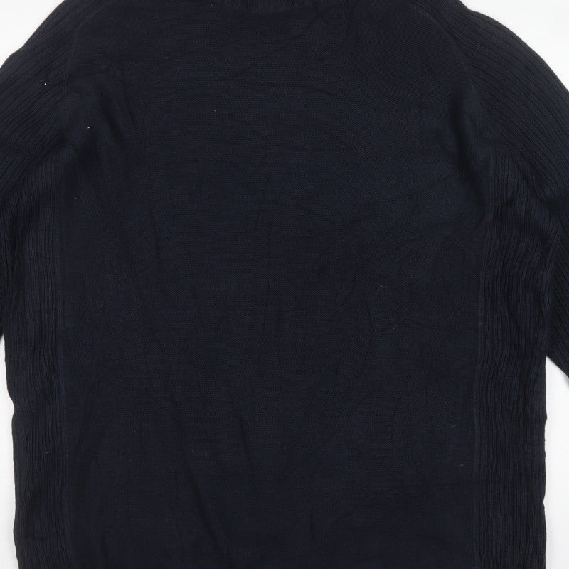 Next Men’s Blue 2XL High Neck Pullover Cotton Knit Jumper
