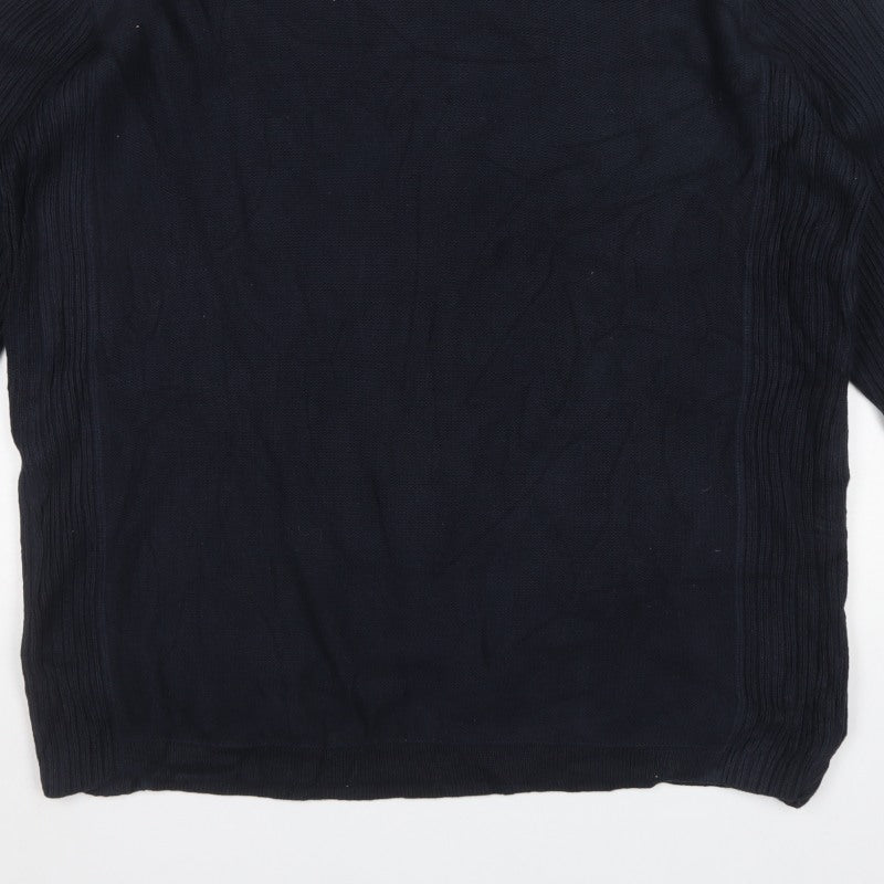 Next Men’s Blue 2XL High Neck Pullover Cotton Knit Jumper
