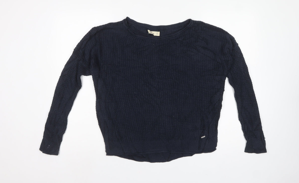 Hollister Women’s Blue XS Cable Knit Crew Neck Pullover Jumper