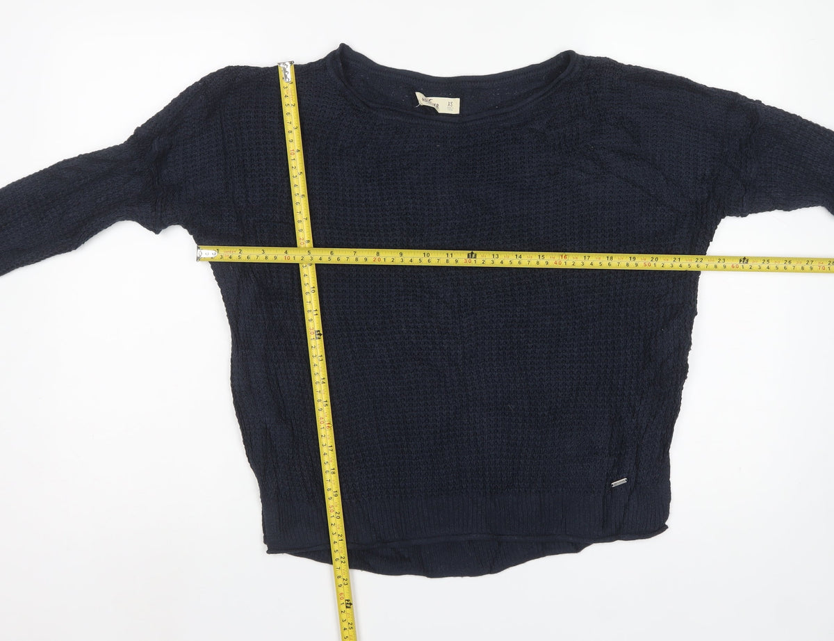 Hollister Women’s Blue XS Cable Knit Crew Neck Pullover Jumper