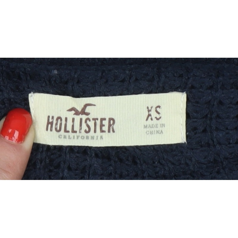 Hollister Women’s Blue XS Cable Knit Crew Neck Pullover Jumper