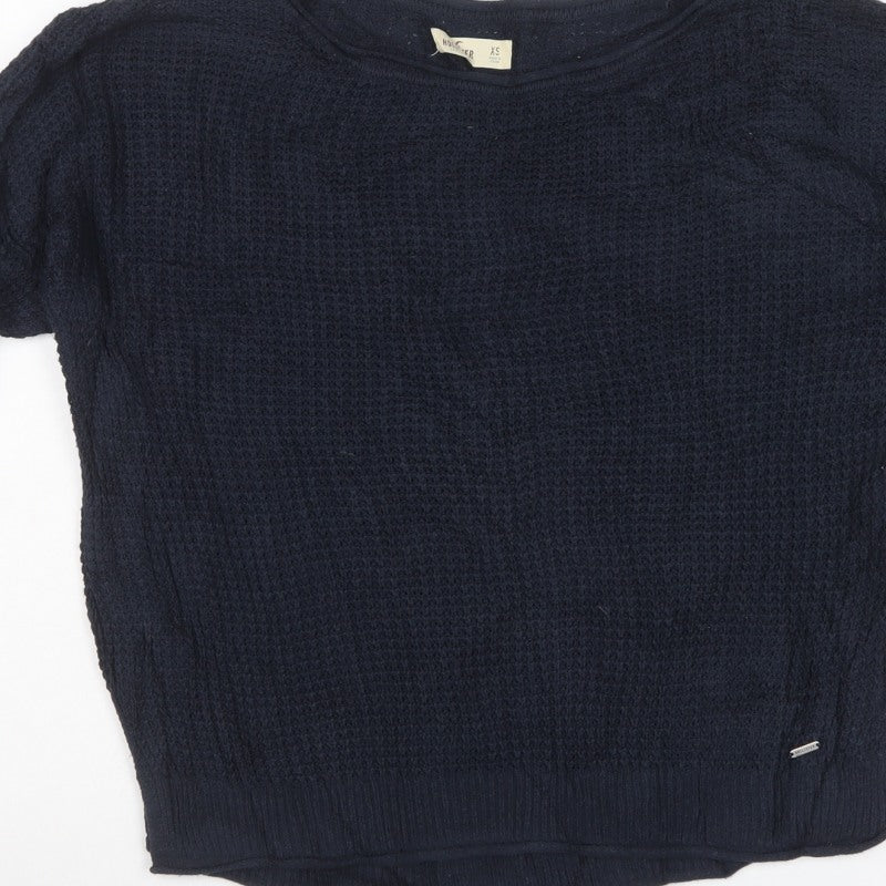 Hollister Women’s Blue XS Cable Knit Crew Neck Pullover Jumper