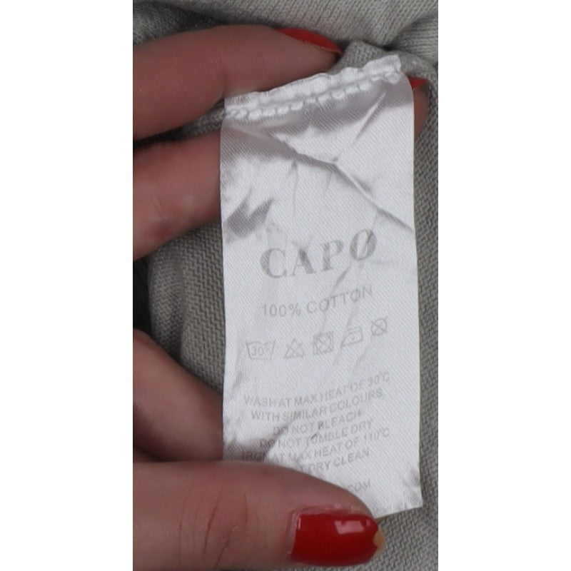 CAPO Men's Grey M 1/4 Zip Short Sleeve Cotton Knit Polo