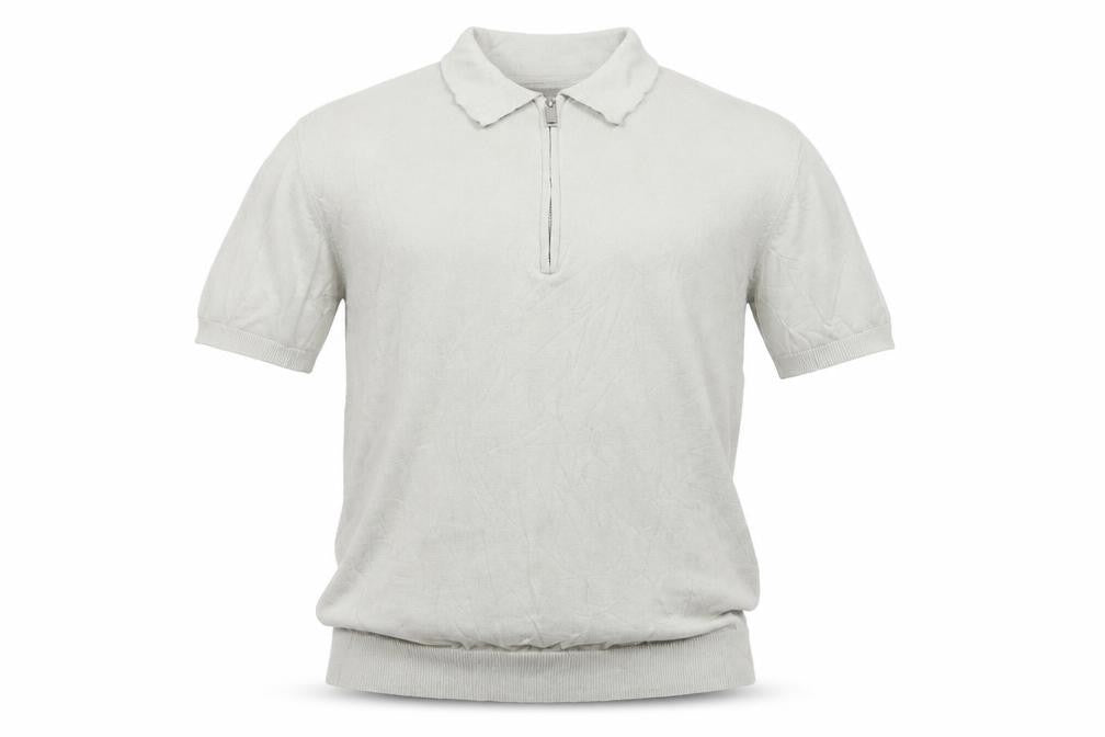 CAPO Men's Grey M 1/4 Zip Short Sleeve Cotton Knit Polo