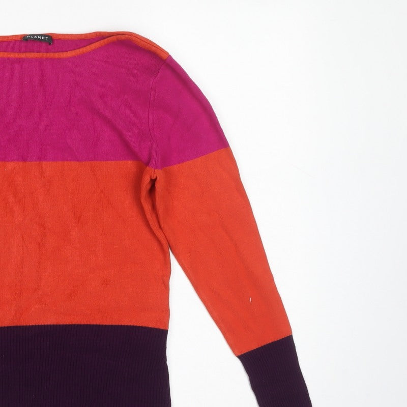 Planet Women Multicoloured Small Colour Block Boat Neck Knit Jumper