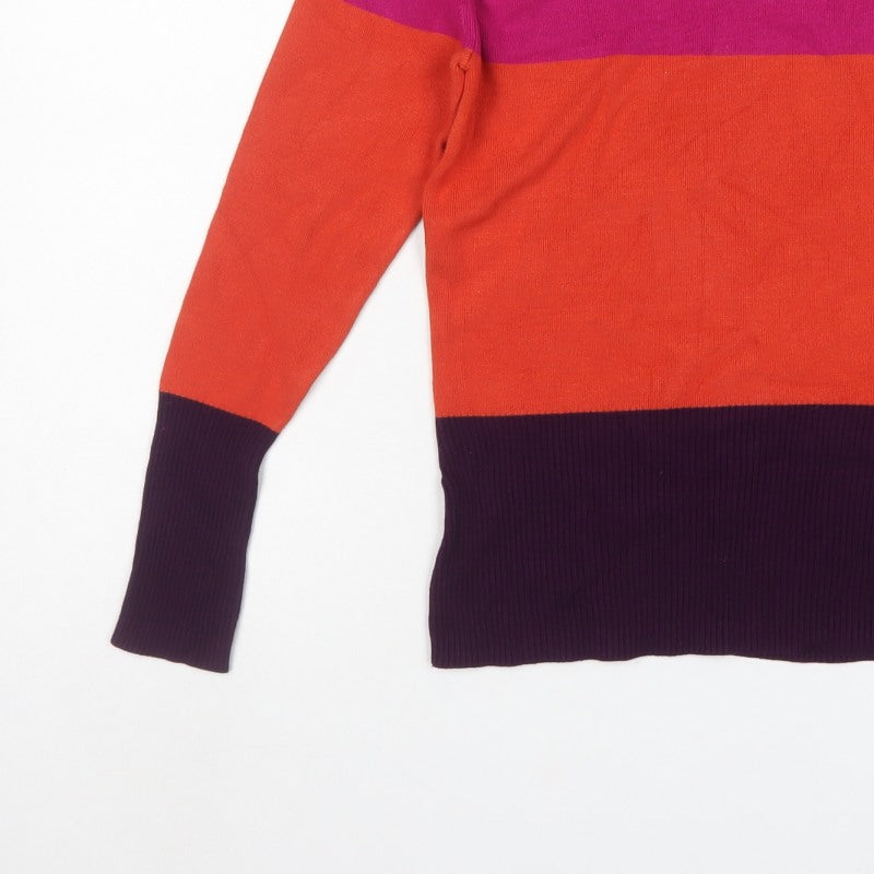 Planet Women Multicoloured Small Colour Block Boat Neck Knit Jumper