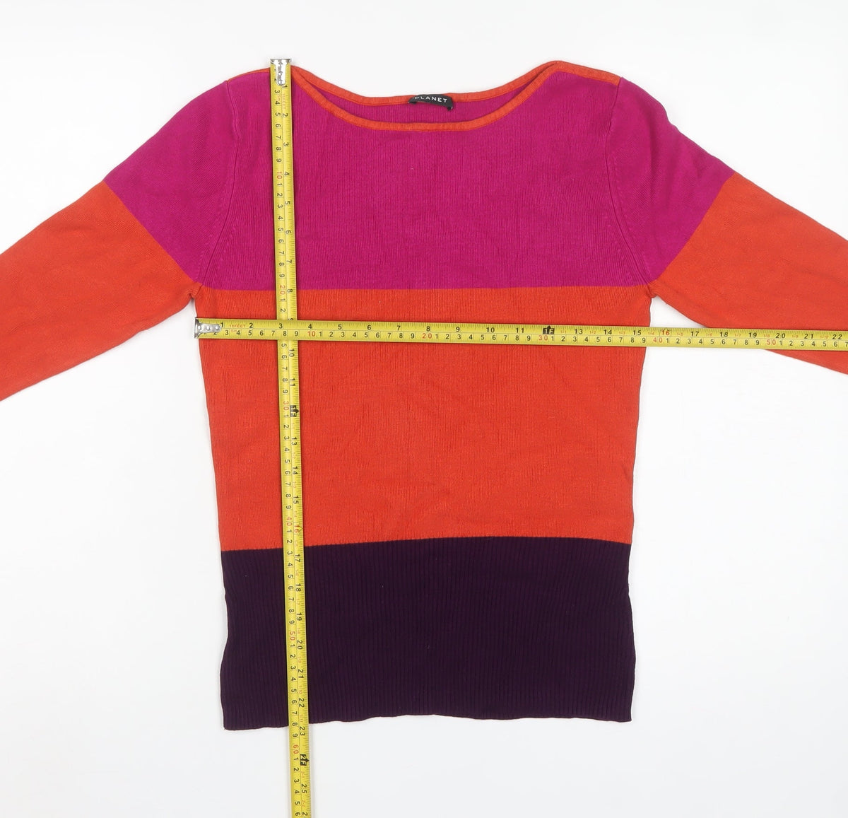 Planet Women Multicoloured Small Colour Block Boat Neck Knit Jumper