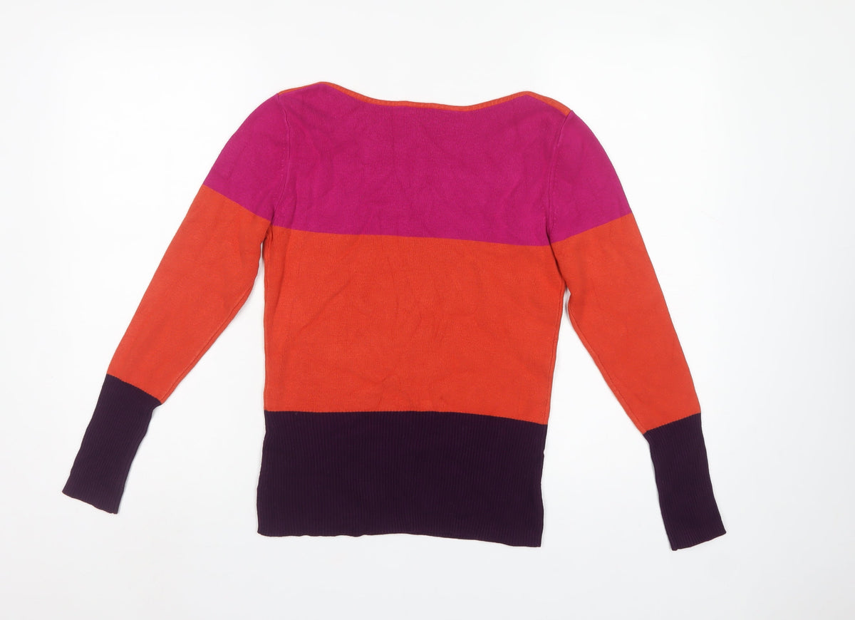 Planet Women Multicoloured Small Colour Block Boat Neck Knit Jumper