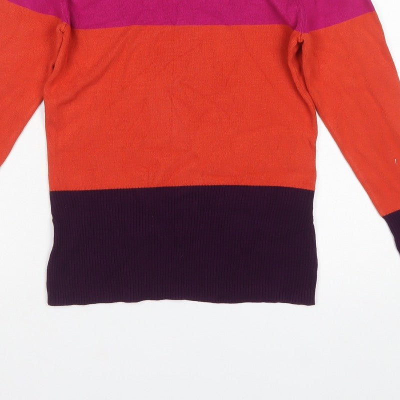 Planet Women Multicoloured Small Colour Block Boat Neck Knit Jumper