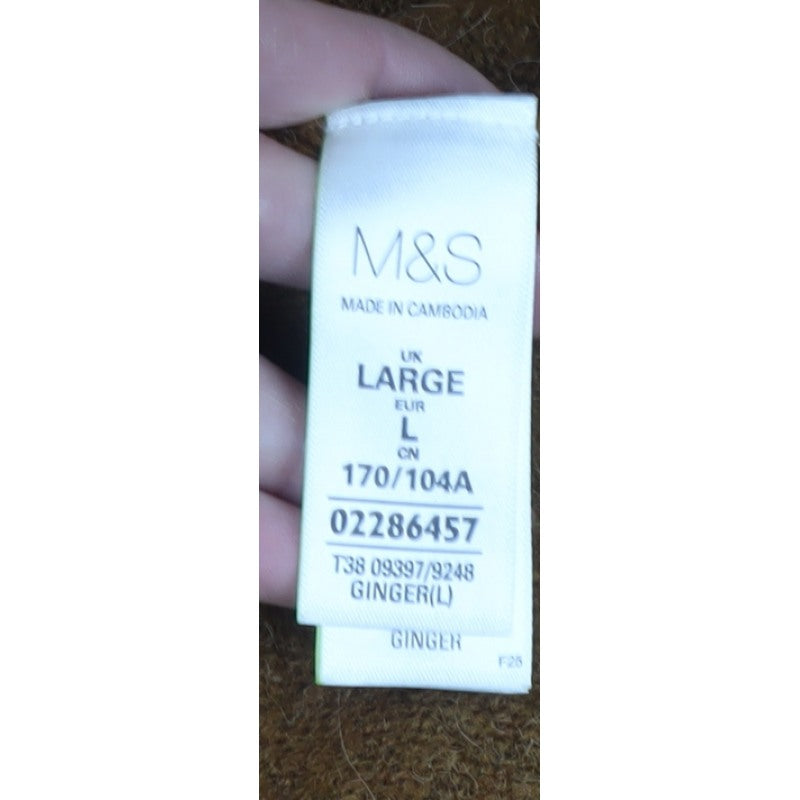 M&S Women Brown L Roll Neck Long Sleeve Knit Tunic Jumper