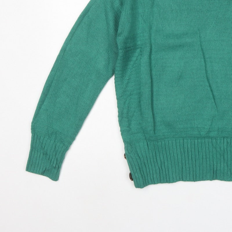 Next Women’s Green UK 14 Crew Neck Button Side Knit Pullover Jumper