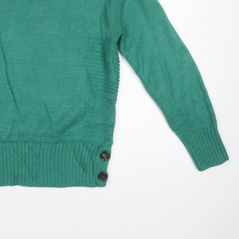 Next Women’s Green UK 14 Crew Neck Button Side Knit Pullover Jumper