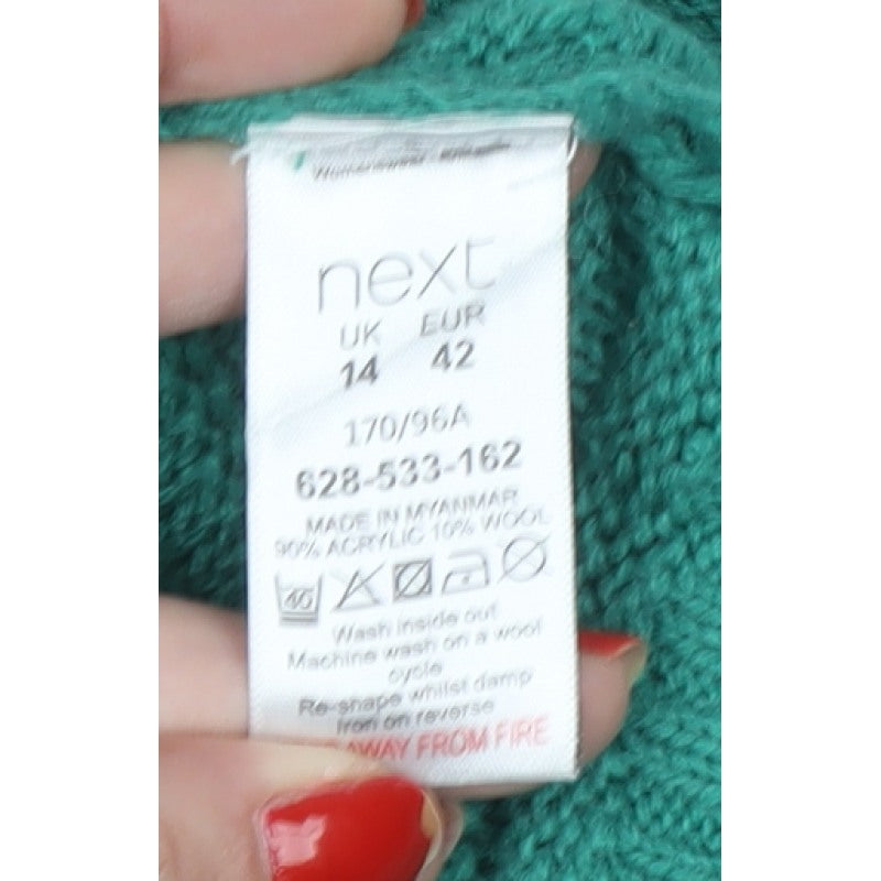 Next Women’s Green UK 14 Crew Neck Button Side Knit Pullover Jumper