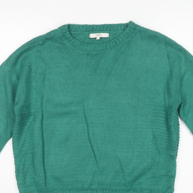 Next Women’s Green UK 14 Crew Neck Button Side Knit Pullover Jumper