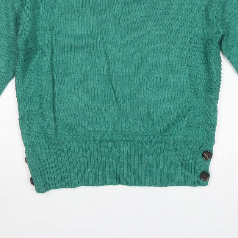 Next Women’s Green UK 14 Crew Neck Button Side Knit Pullover Jumper