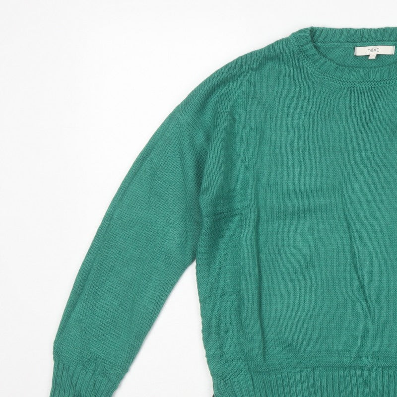 Next Women’s Green UK 14 Crew Neck Button Side Knit Pullover Jumper
